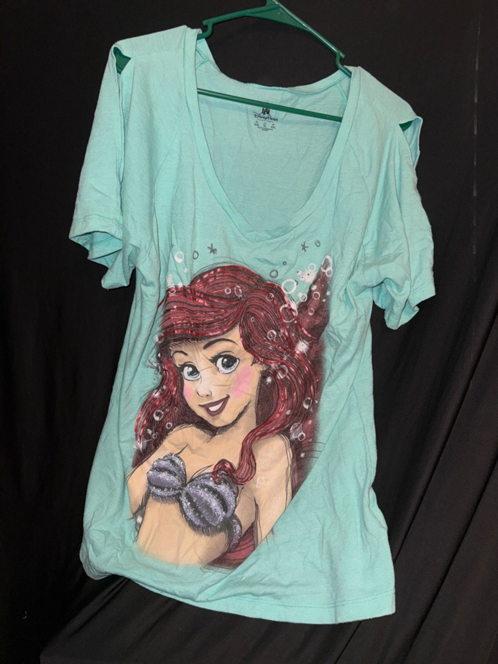 Disney Parks Women's Turquoise Teal Casual Top with open sleeves